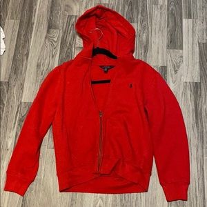 Red polo Ralph Lauren zip up hoodie